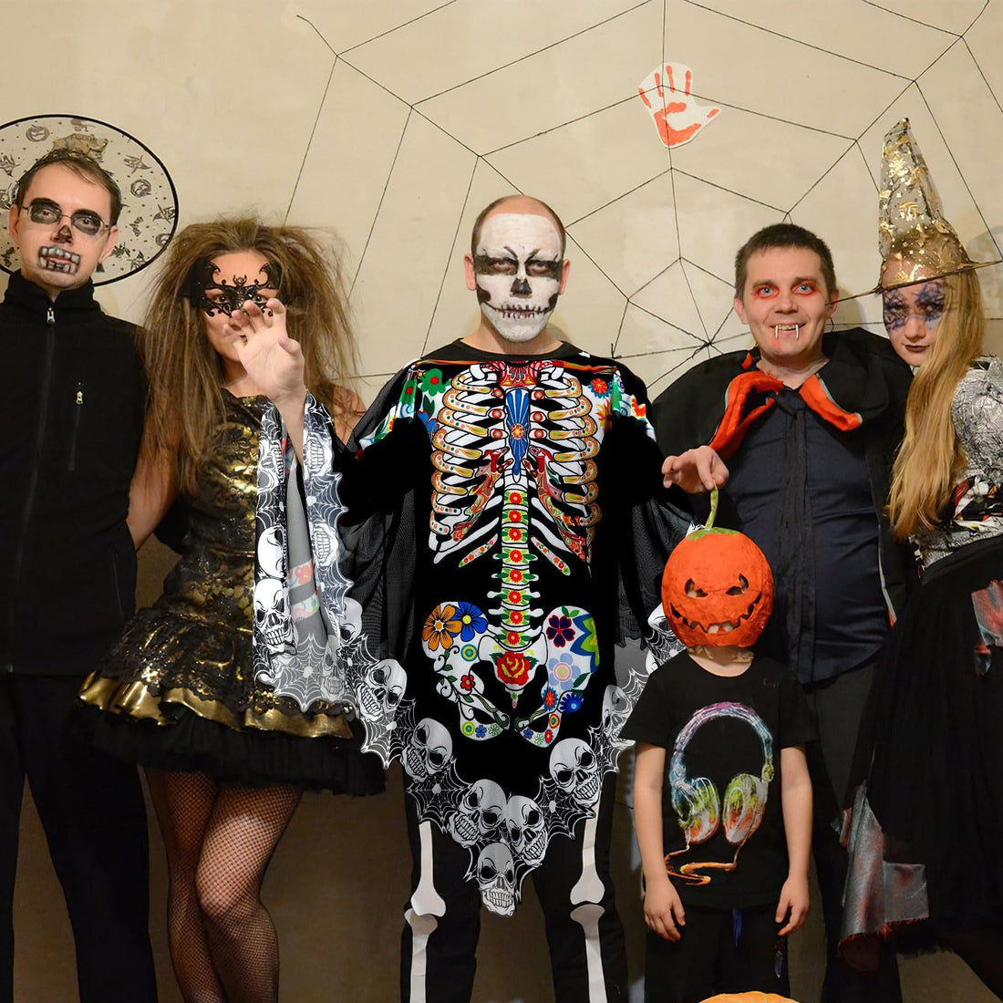 Halloween Skeleton Poncho - Day of the Dead