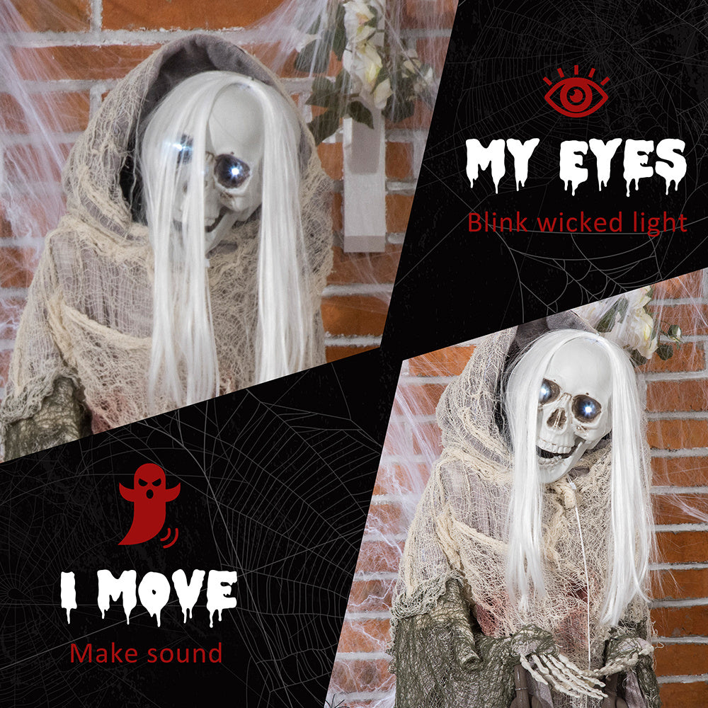 Witch Skeleton with Animation Activated - 74 inches