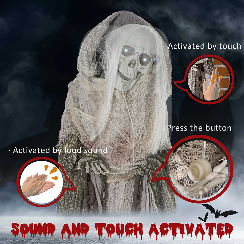 Witch Skeleton with Animation Activated - 74 inches