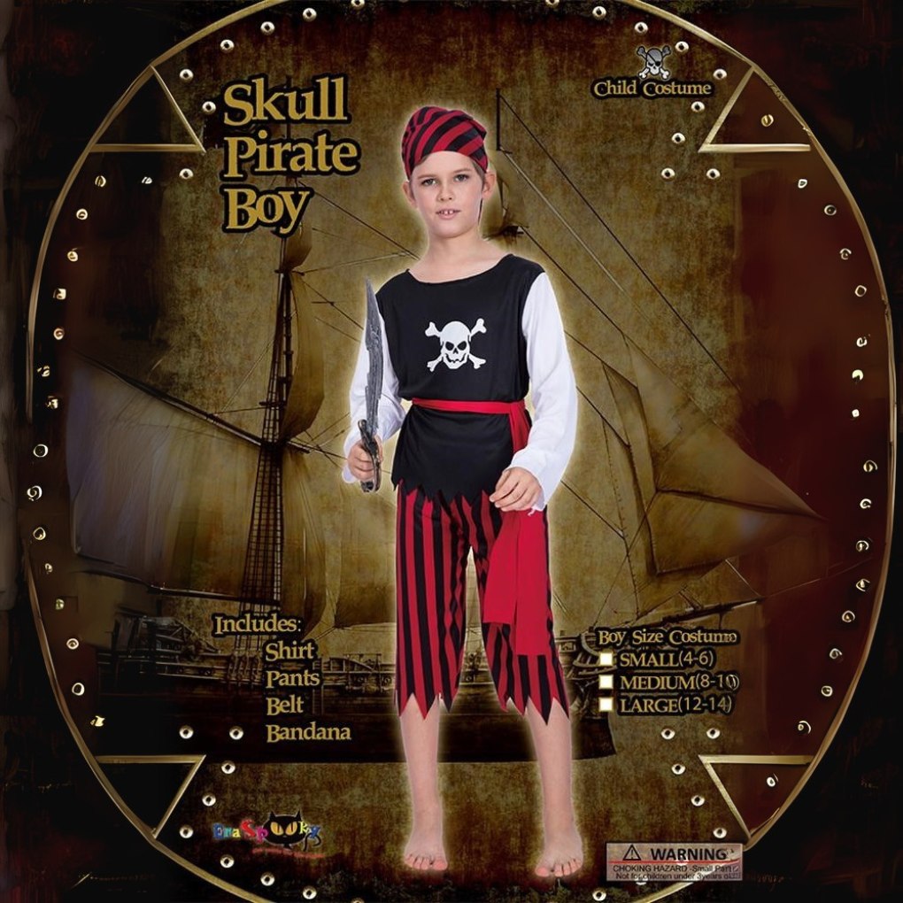 Halloween Cosplay Pirate Skull Boy Costume