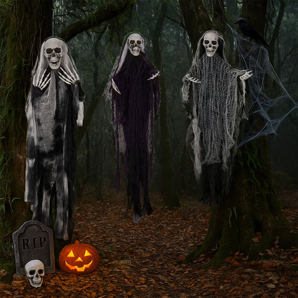 3 Pieces of hanging Ghost Skeletons