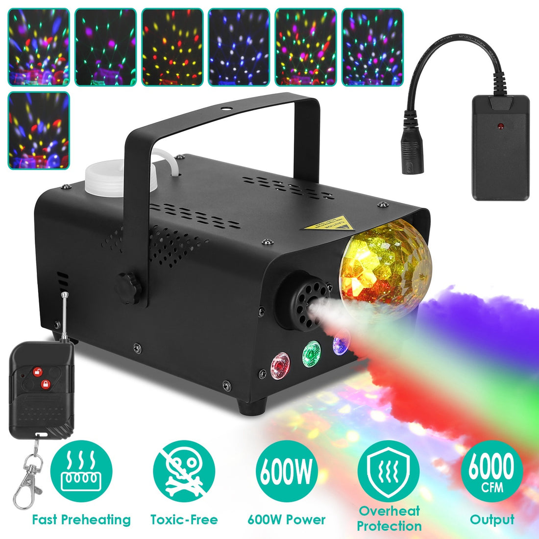 Smoke machine with 8 lighting effects - 600w