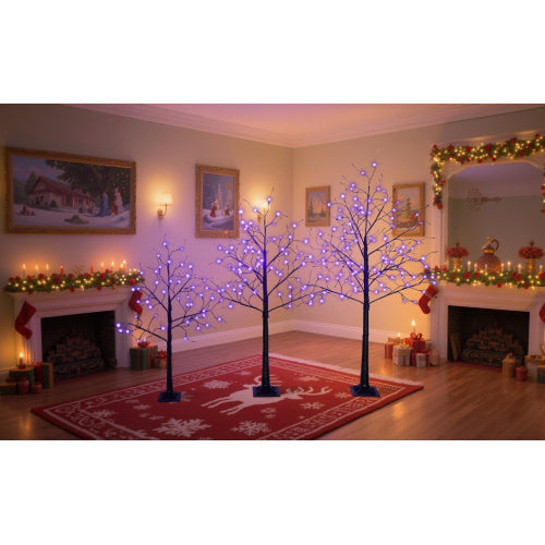 3 Pac Black Halloween Tree with Purple Lights, 4ft, 5ft and 6ft
