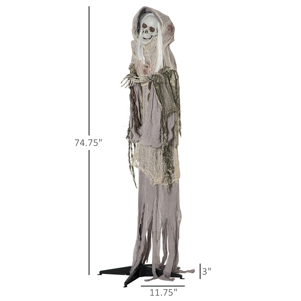 Witch Skeleton with Animation Activated - 74 inches