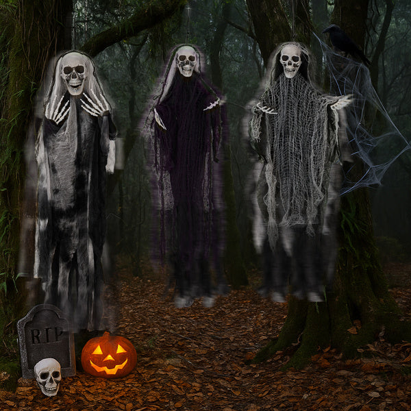 3 Pieces of hanging Ghost Skeletons