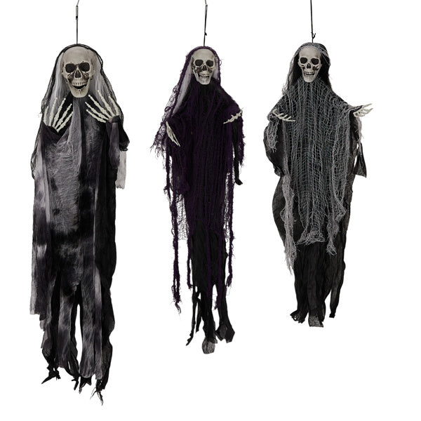 3 Pieces of hanging Ghost Skeletons