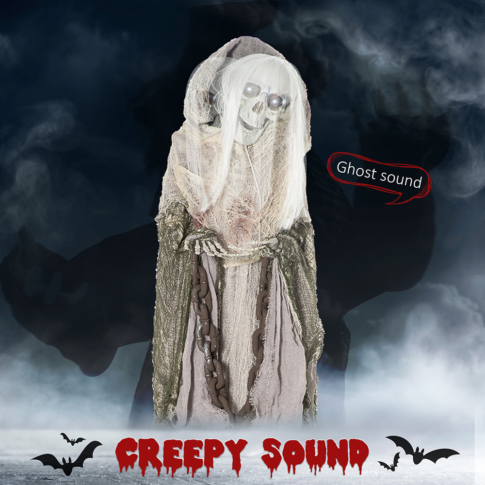 Witch Skeleton with Animation Activated - 74 inches