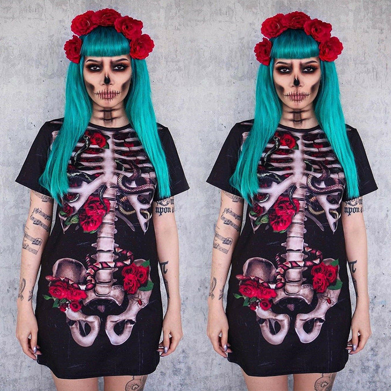 Halloween skull print dress