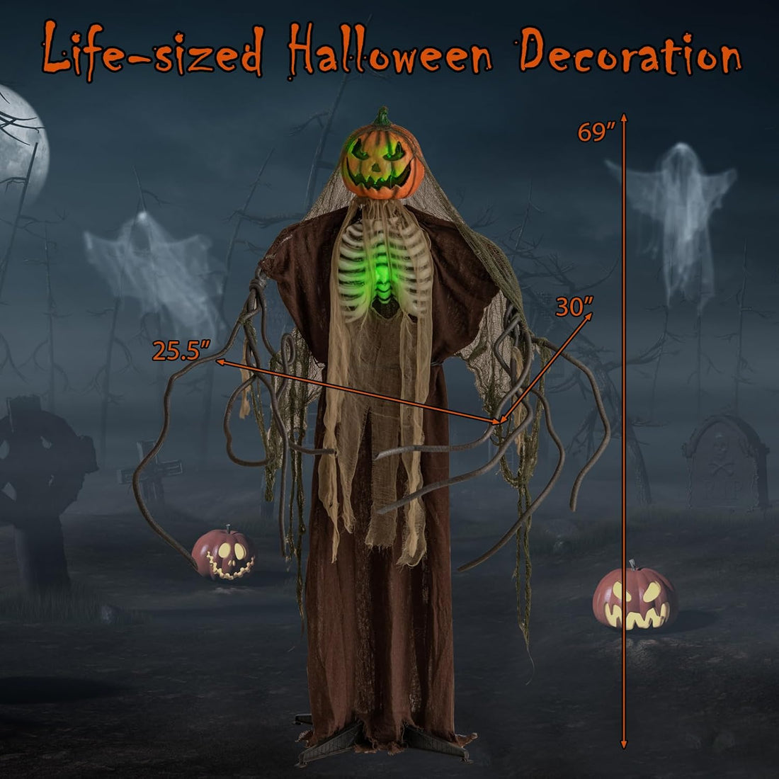 Tangkula - 6ft Halloween Animatronic Ghost Pumpkin
