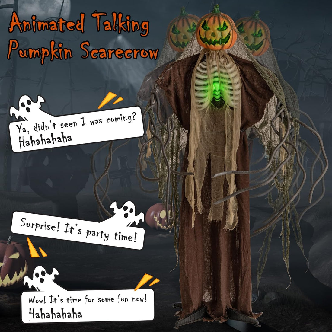 Tangkula - 6ft Halloween Animatronic Ghost Pumpkin