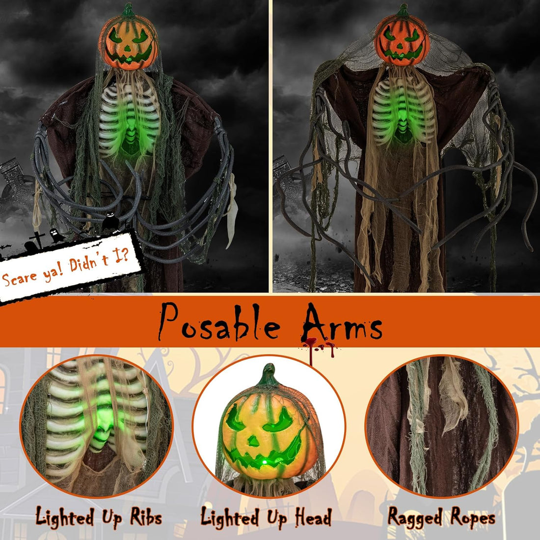 Tangkula - 6ft Halloween Animatronic Ghost Pumpkin