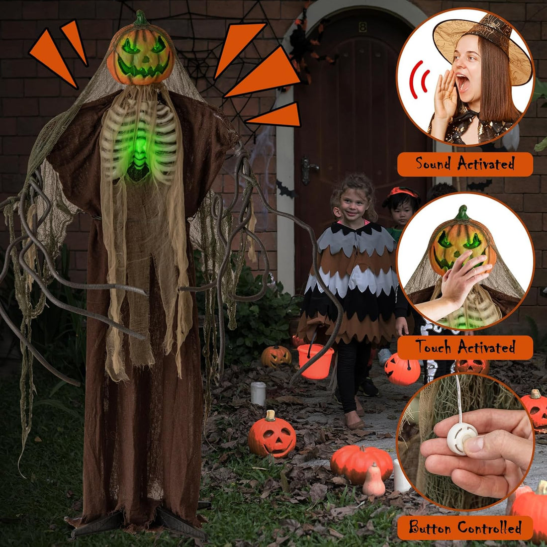 Tangkula - 6ft Halloween Animatronic Ghost Pumpkin
