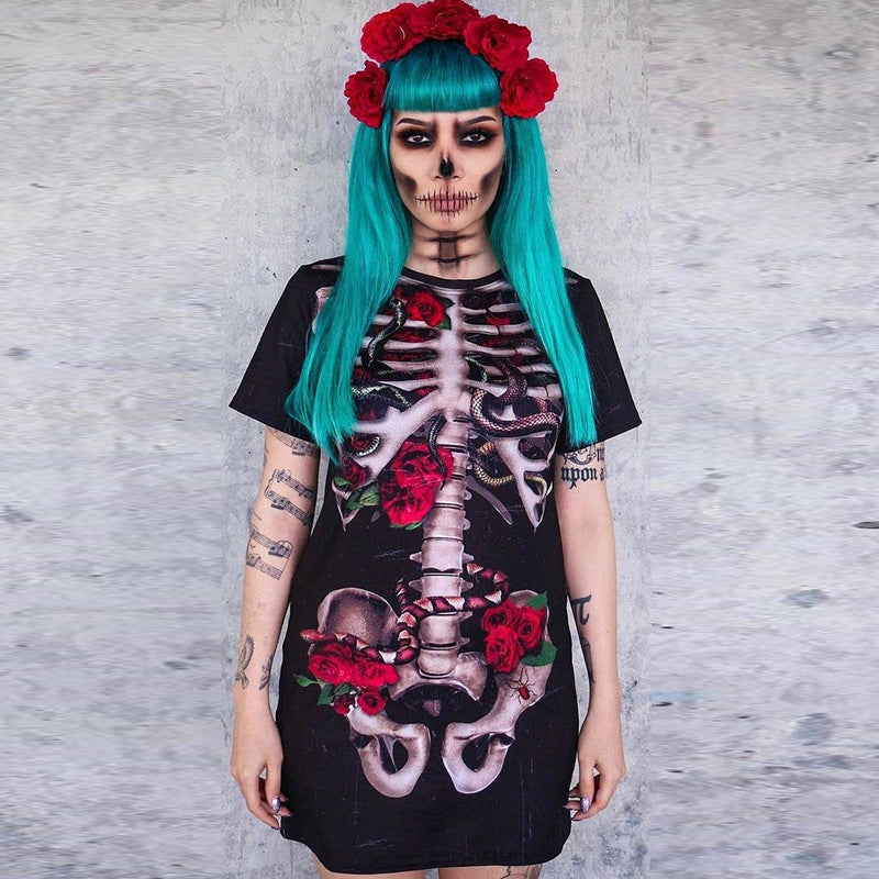 Halloween skull print dress