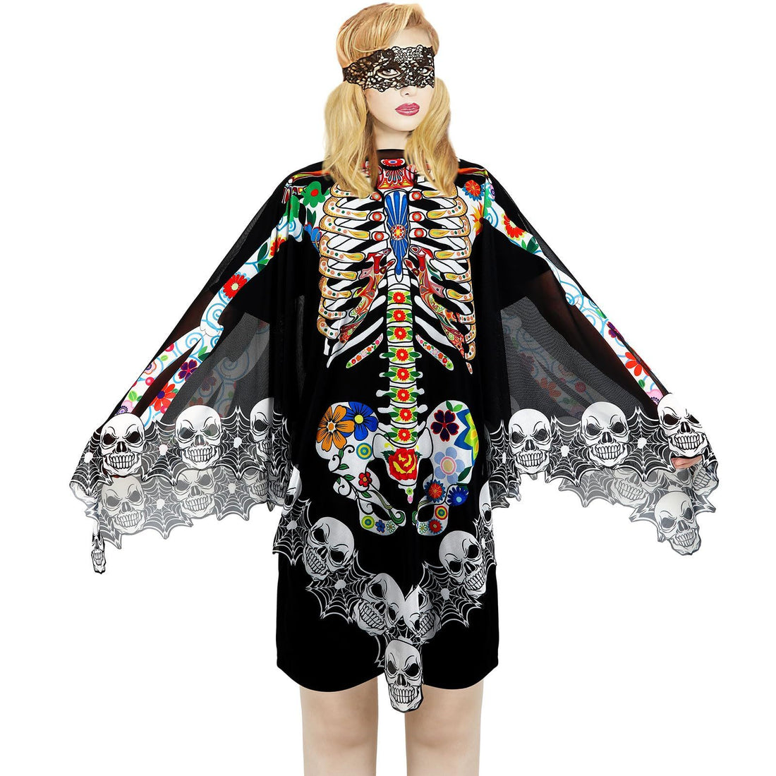 Halloween Skeleton Poncho - Day of the Dead