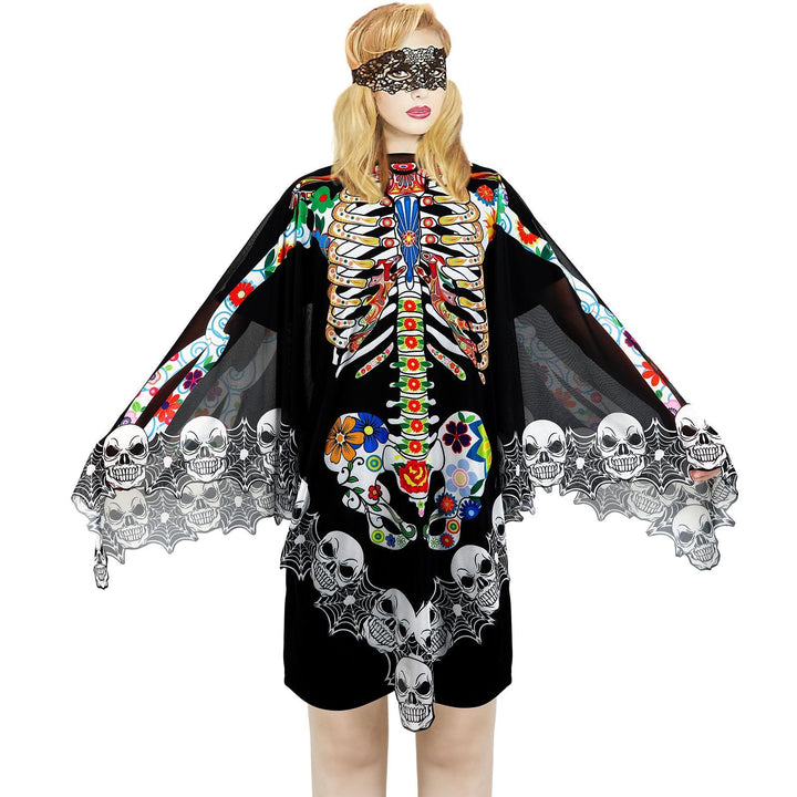 Halloween Skeleton Poncho - Day of the Dead