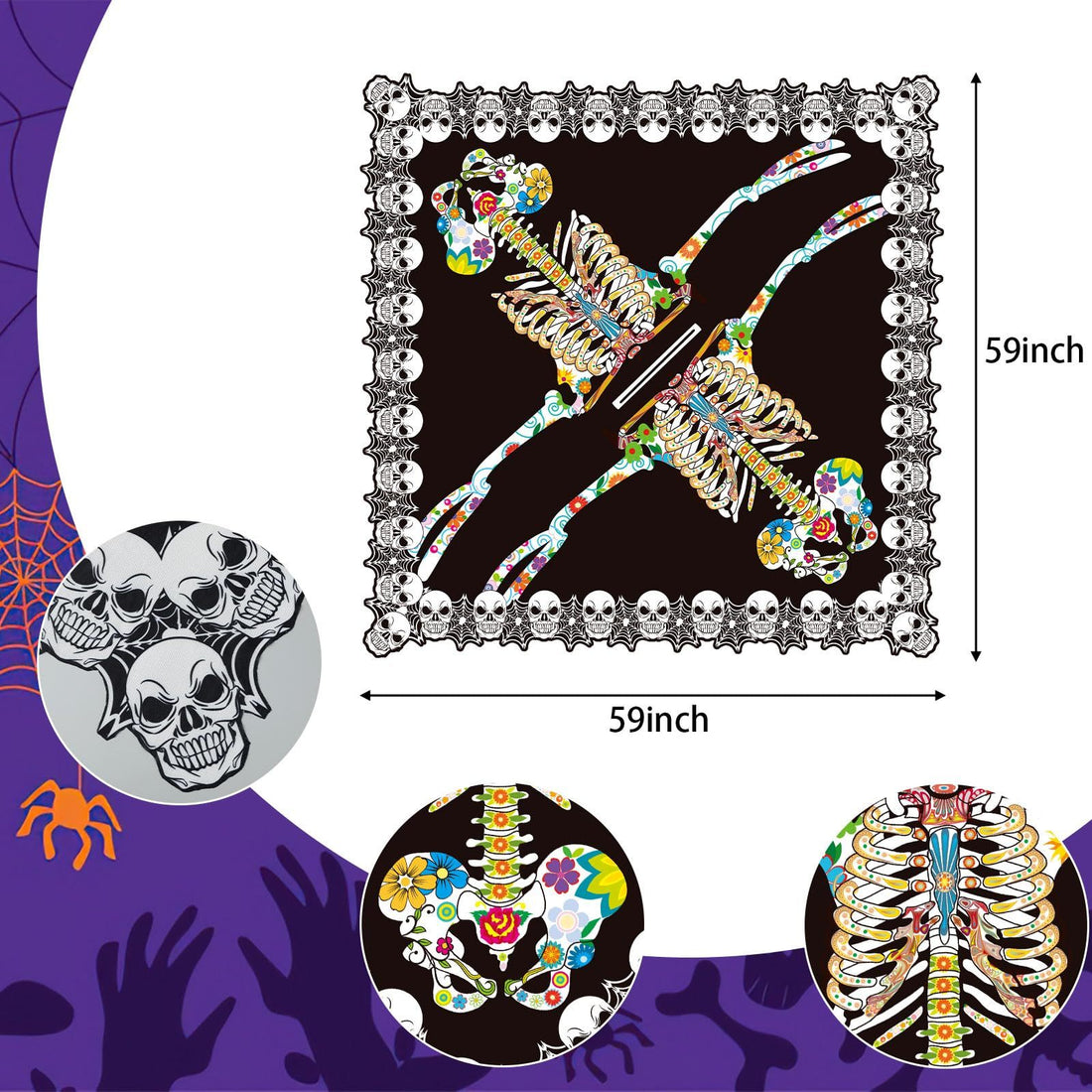 Halloween Skeleton Poncho - Day of the Dead