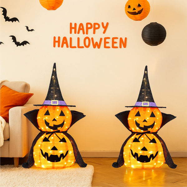 Pack of 2 illuminated pumpkins - 35.43inch + 176 LEDs