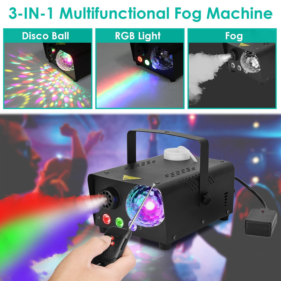 Smoke machine with 8 lighting effects - 600w