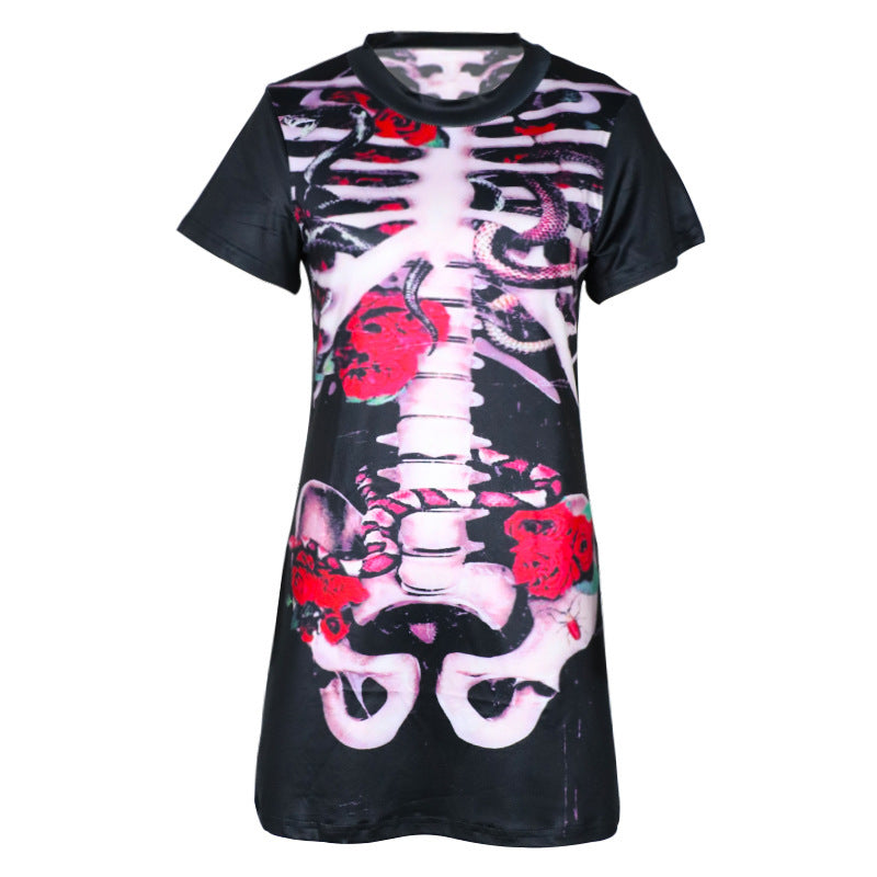 Halloween skull print dress