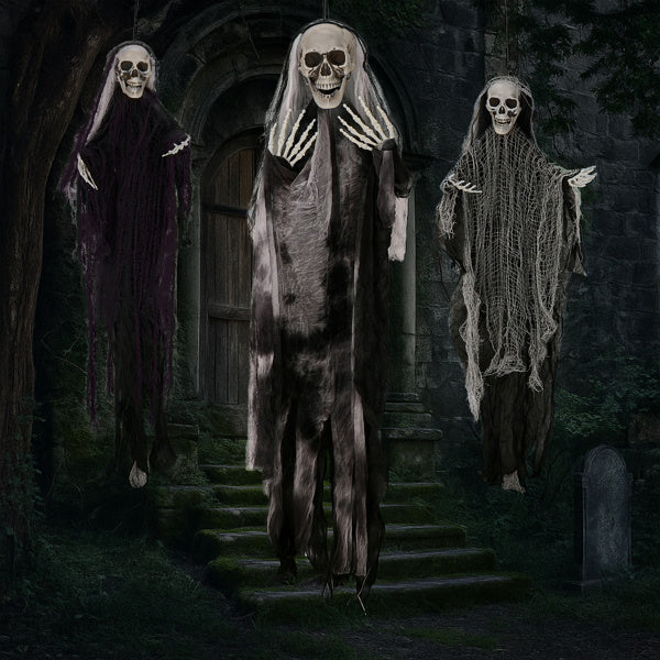 3 Pieces of hanging Ghost Skeletons