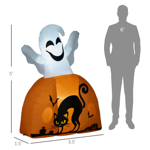 Ghost in Pumpkin with LED Lights - Inflatable Decoration