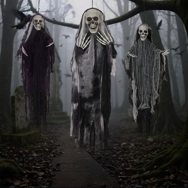 3 Pieces of hanging Ghost Skeletons