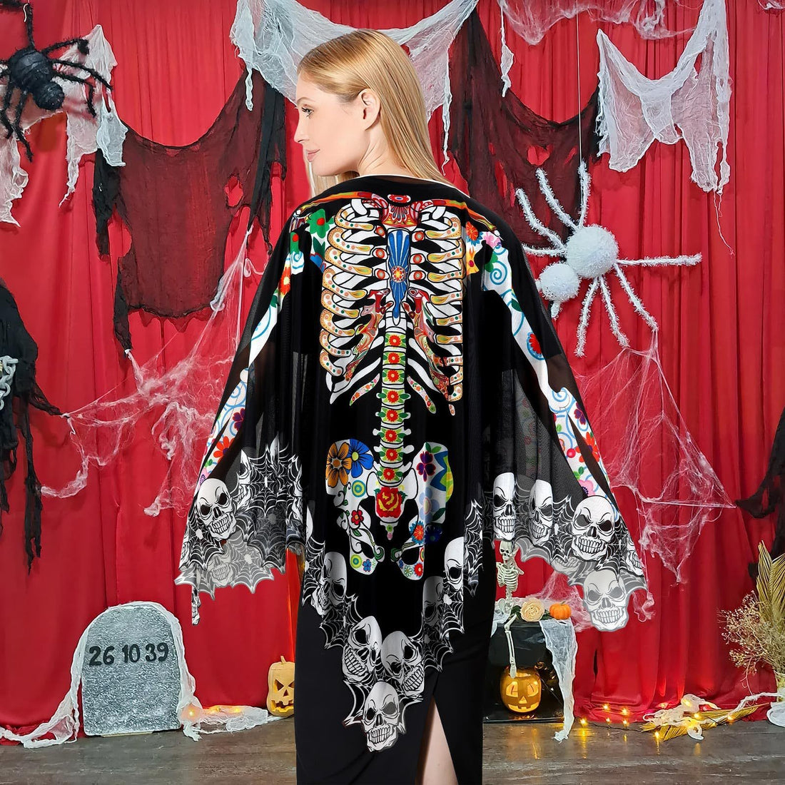 Halloween Skeleton Poncho - Day of the Dead
